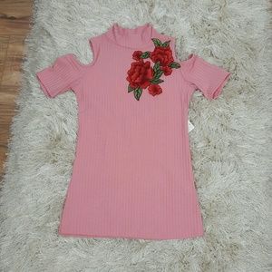 Women's Cold Shoulder Pink Size Small